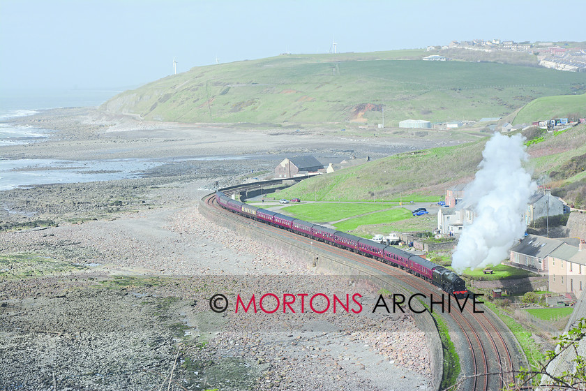 004 46115 Parton 1 
 LMS Royal Scott 4-6-0 No. 46115 Scots Guardsman rounds the coast at Parton the Railway Touring Company's Cumbrian Coast Express 
 Keywords: 2014, Heritage Railway, Issue 189, Mortons Archive, Mortons Media Group Ltd