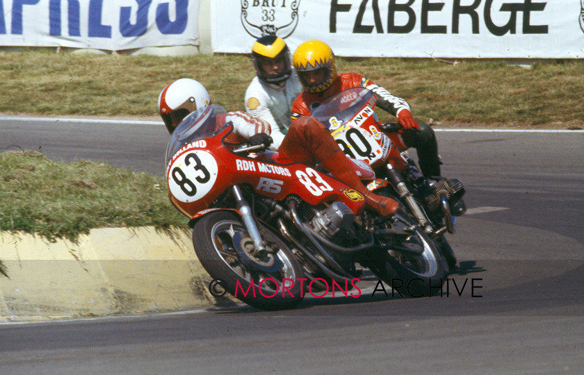 0013 
 Post TT Mallory Park, 11.06.1978 - Formula 1 Race - No. 83 Tony Holland (998 Rickman Kawasaki), No. 90 Roger Cope (980 BMW) and Asa Moyce (984 Kawasaki) 
 Keywords: 1978, June, Mallory Park, Mortons Archive, Mortons Media Group Ltd, Nick Nicholls, Post TT