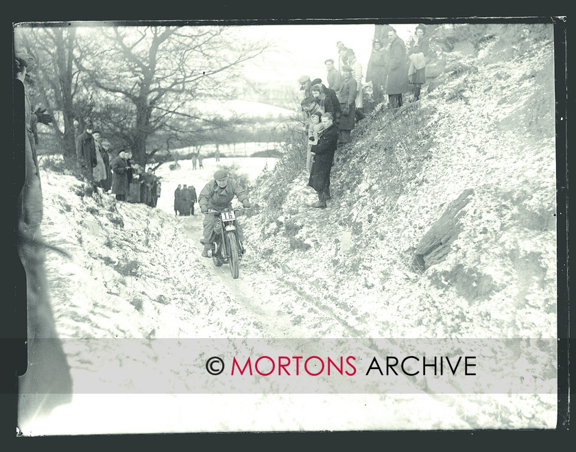 053 SFTP 1948 COLOMORE 04 
 1948 Colmore Cup Trial - C A Dickens on his Douglas. He won a first class award. 
 Keywords: 2014, Glass plates, Mortons Archive, Mortons Media Group Ltd, October, Straight from the plate, The Classic MotorCycle, Trials