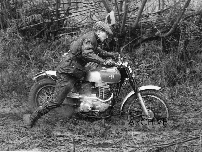 NNC-T-A00070 
 NNC T A 070 - British Experts Trial 23rd November 1963, Mick andrews on a 347cc AJS 
 Keywords: Mortons Archive, Mortons Media Group Ltd, Nick Nicholls, Trials