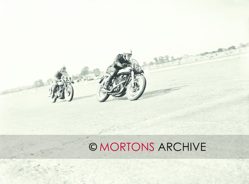 062 SFTP 04 
 1954 Ibsley Airfield racing - The imperious John Surtees (Manx) leads A R Morris (Gold Star). 
 Keywords: 2012, Mortons Archive, Straight from the plate, The Classic MotorCycle