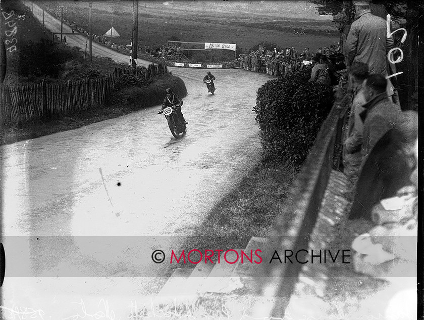 9384-07 
 1936 Junior and Lightweight Manx Grands Prix. Johnny Lockett (Norton) ahead of Job (Velocette). Lockett was fifth, Job 19th. 
 Keywords: 1936, 9384-07, glass plate, isle of mann, j lockett, January 2010, job, manx, manx junior grand prix, Mortons Archive, Mortons Media, Mortons Media Group Ltd., norton, The Classic MotorCycle, tt, velocette