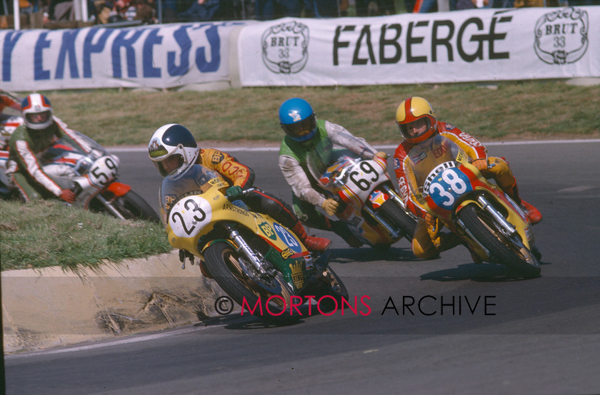 033 
 Post TT Mallory Park, 11.06.1978 - No. 23 Alan Stewart, No. 38 Peter Ellis, No. 69 Dudley Cramond, No. 59 Derek Huxley (all on Yamahas) 
 Keywords: 1978, June, Mallory Park, Mortons Archive, Mortons Media Group Ltd, Nick Nicholls, Post TT