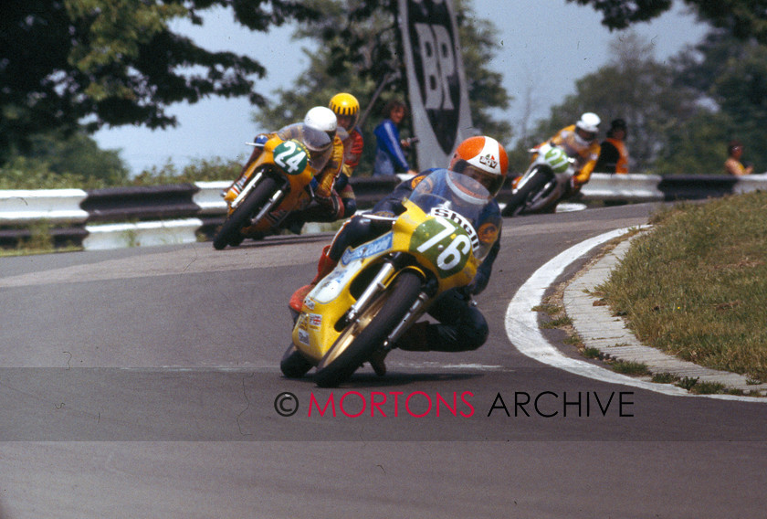 0021 
 Post TT Mallory Park, 11.06.1978 - No. 76 Chas Mortimer, No. 24 Clive Padgett, No. 48 John Cowie, No. 27 Barry Woodward (all 250 Yamaha) 
 Keywords: 1978, June, Mallory Park, Mortons Archive, Mortons Media Group Ltd, Nick Nicholls, Post TT